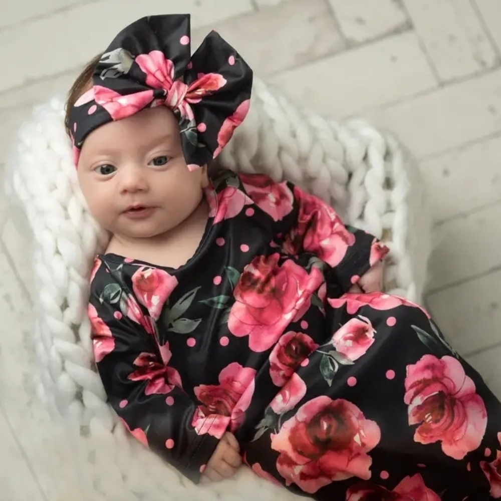 Floral Baby Outfit with Headband